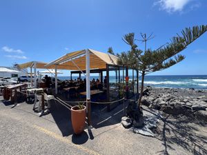 Outdoor seating with an amazing view at Lago Verde in Lanzarote