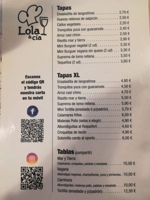 Carta at Lola & Cia in A Coruna