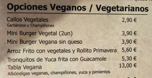 Carta vegetariana y vegana at Lola & Cia in A Coruna