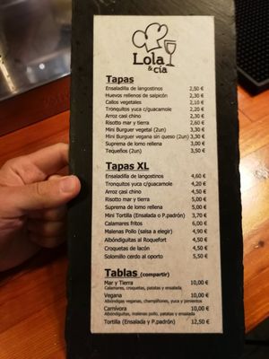 Carta at Lola & Cia in A Coruna