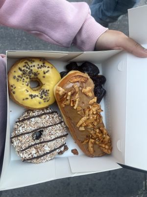 maple bacon, passion fruit, samoa, chocolate old fashioned   at Donut Friend - DTLA in Los Angeles
