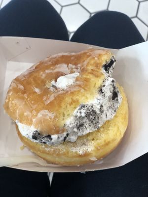 Donut + ice cream sandwich 🤤 at Donut Friend - DTLA in Los Angeles