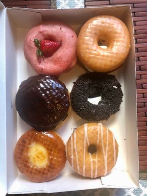 The Strawberry So Far,  Strawberry Lab,  Custard Front Drive, Mint Town, Youth Brulée, Nutellavision

amazing as always :') at Donut Friend - DTLA in Los Angeles