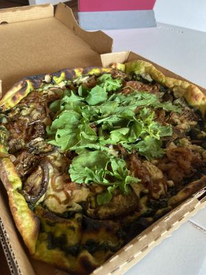 Eggplant and onion pizza at Marinara Pizzeria in San Jose