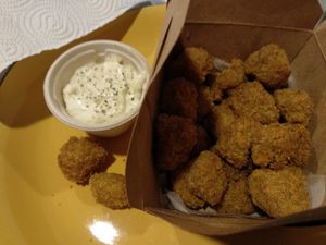 Vegan nuggets with a thick creamy mayo. Delish! at Marinara Pizzeria in San Jose