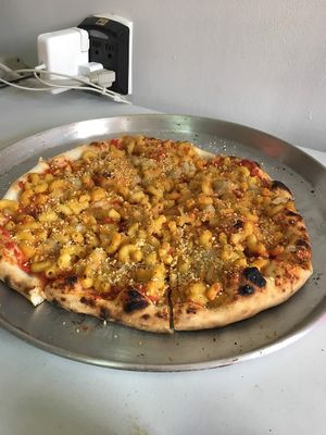 Mac and cheese pizza  at Marinara Pizzeria in San Jose