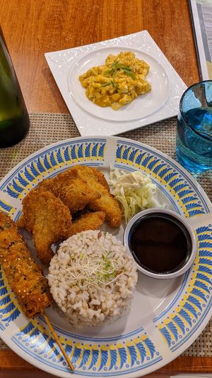 Oyster mushroom katsu, tofu nori katsu and tofu scramble at Try Vegan in Paranaque