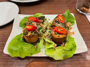 Vegan (mushroom) scallops  at Nem Nem in North London