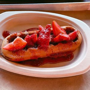custom order: strawberry waffle boat at The Urban Bean in Orange Park