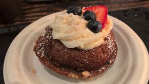 Vegan berries and cream doughnut at The Urban Bean in Orange Park