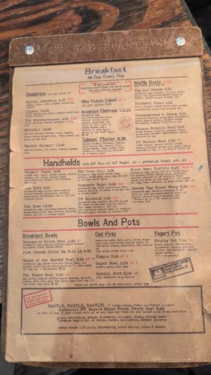 Menu: Breakfast, Handhelds, Bowls and Pots at The Urban Bean in Orange Park