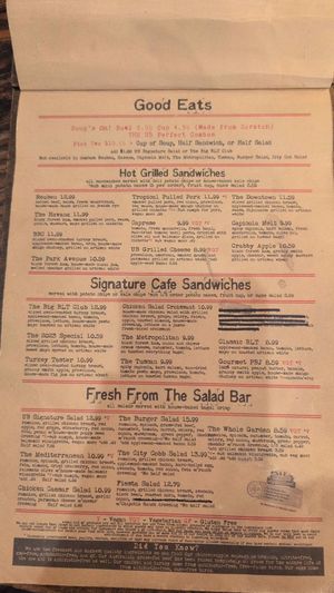 Menu: Hot Grilled Sandwiches, Signature Cafe Sandwiches, Fresh From The Salad Bar  at The Urban Bean in Orange Park