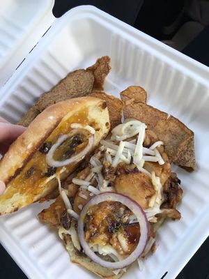 Pulled pork substitute vegan meat and vegan mozzarella  at The Urban Bean in Orange Park