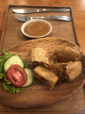 Vegan spring rolls  at BunBaliCafe in Ubud