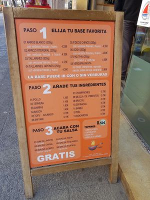 Options available at Wok Chef in Castelldefels