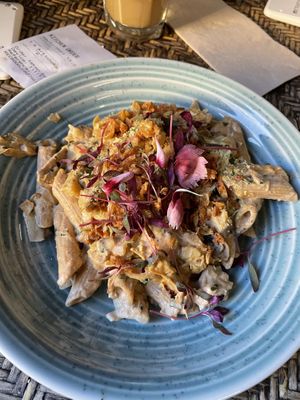 Artichoke and mushroom creamy pasta at WAVE in East London