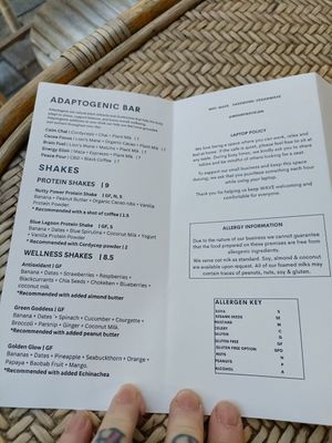 Menu side 2 at WAVE in East London