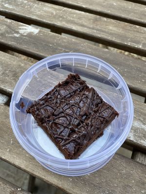 Salted chocolate brownie at WAVE in East London
