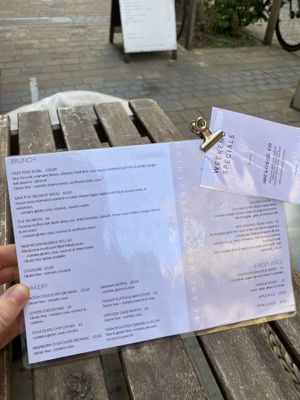 Menu at WAVE in East London