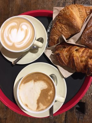 Vegan croissant served with Soy cappuccino ❤️ at Torrefazione Cannaregio in Venice