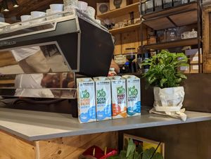 Selection of vegan milks at Torrefazione Cannaregio in Venice