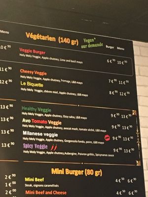 Vegetarian menu  at Holy Moly in Caen