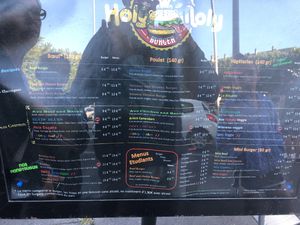 Menu at Holy Moly in Caen