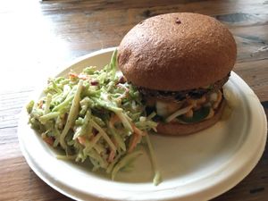 Southwest Chipotle Burger w/ Slaw at Sage Against The Machine in Bellingham