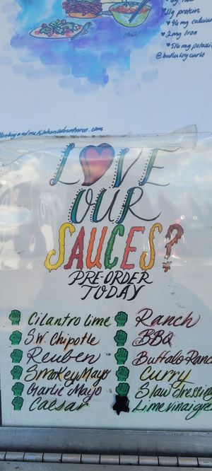 Their available sauces at Sage Against The Machine in Bellingham