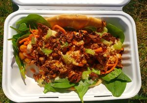 Buffalo chickpea caesar pita wrap at Sage Against The Machine in Bellingham