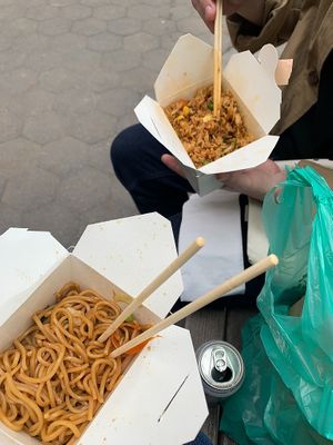 lo mein & spicy fried rice at Spicy Moon - 6th St in New York City