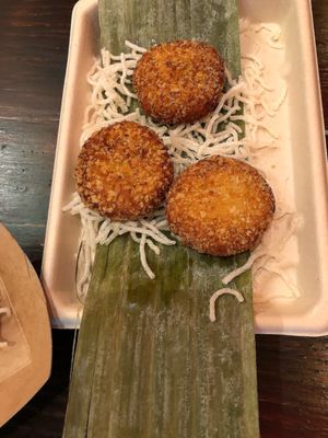 Mountain yam / vegan cheese puffs at Spicy Moon - 6th St in New York City