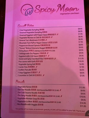 Menu at Spicy Moon - 6th St in New York City