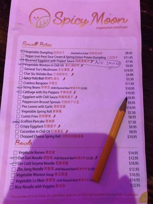 Menu  at Spicy Moon - 6th St in New York City