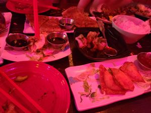 Extremely delicious, spicy, varied cuisine. Demolished 6 different dishes with vegan and nonvegan friends. at Spicy Moon - 6th St in New York City