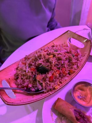 Fried rice with beyond meat at Spicy Moon - 6th St in New York City
