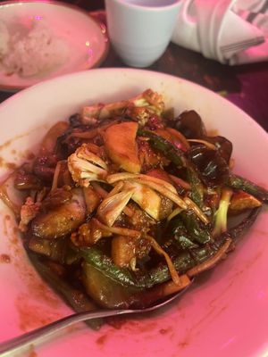Broccoli tofu stir fry of some kind  at Spicy Moon - 6th St in New York City