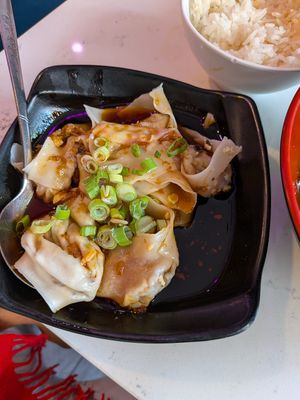 Wonton in chilli oil at Spicy Moon - 6th St in New York City