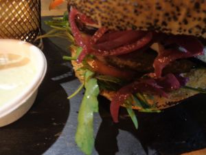 hamburgesa vegetal  at Fat Frank in Gran Canaria