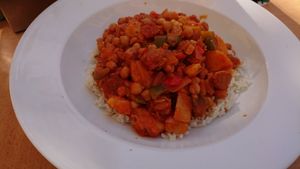 Ropa vieja with rice at Fat Frank in Gran Canaria