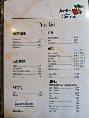 Drinks sold separately at Jardim das Cerejas - Chiado in Lisbon