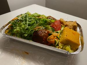 My 'overflow' take-out box at Jardim das Cerejas - Chiado in Lisbon