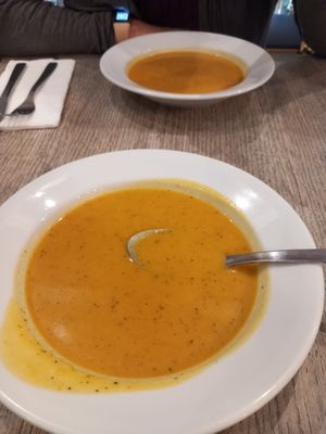 The delicious pumpkin soup at Jardim das Cerejas - Chiado in Lisbon