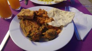 a mix from the buffet  at Jardim das Cerejas - Chiado in Lisbon