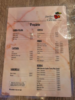 Menü portugiesisch at Jardim das Cerejas - Chiado in Lisbon