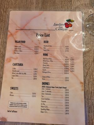 Menü englisch at Jardim das Cerejas - Chiado in Lisbon