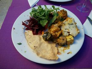 mix of food from buffet at Jardim das Cerejas - Chiado in Lisbon