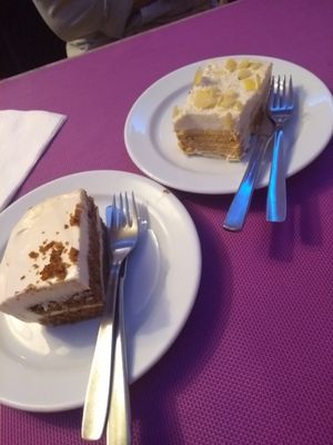 Vegan Chocolate cake & vegan almond and coconut cake. Both delicious!!! About $2 each, definitely worth it! at Jardim das Cerejas - Chiado in Lisbon