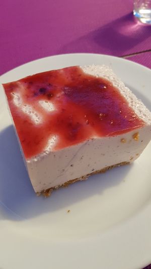 tofu cheesecake - a little on the soft side at Jardim das Cerejas - Chiado in Lisbon