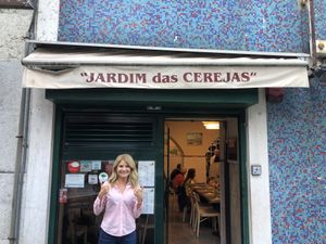 I think she liked it... at Jardim das Cerejas - Chiado in Lisbon
